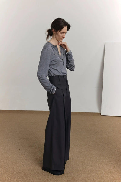 Zhou Front Pocket Pleated Trousers-korean-fashion-Trousers-Zhou's Closet-OH Garments