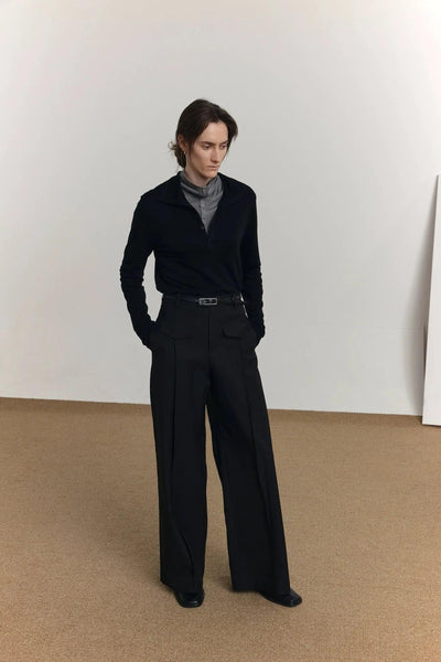 Zhou Front Pocket Pleated Trousers-korean-fashion-Trousers-Zhou's Closet-OH Garments