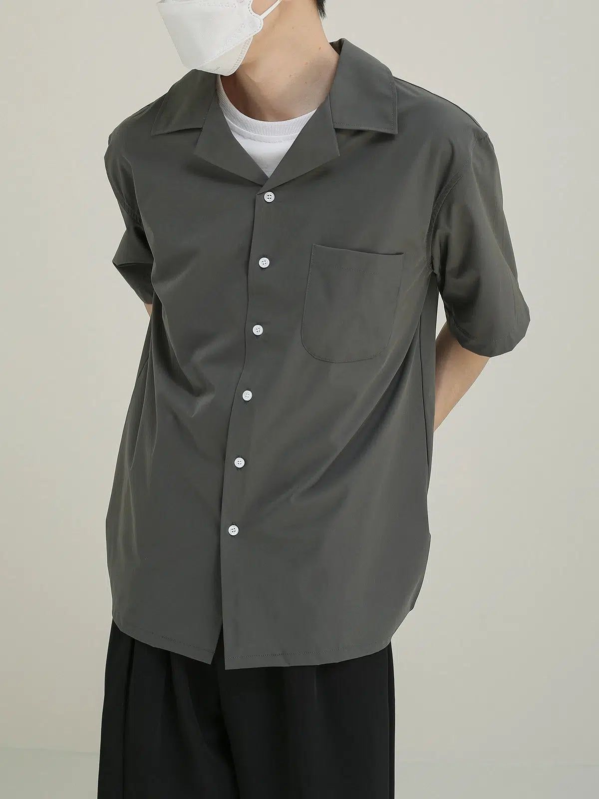 Zhou Front Pocket Short Sleeve Shirt-korean-fashion-Shirt-Zhou's Closet-OH Garments