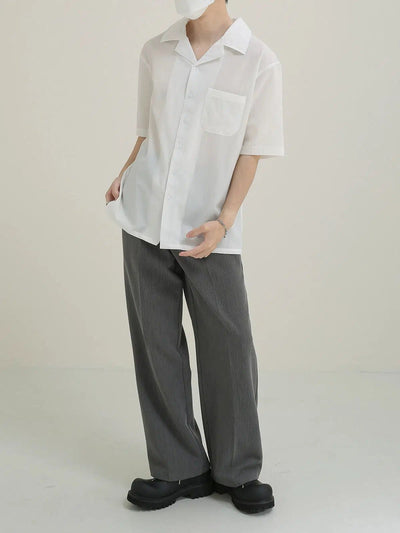 Zhou Front Pocket Short Sleeve Shirt-korean-fashion-Shirt-Zhou's Closet-OH Garments