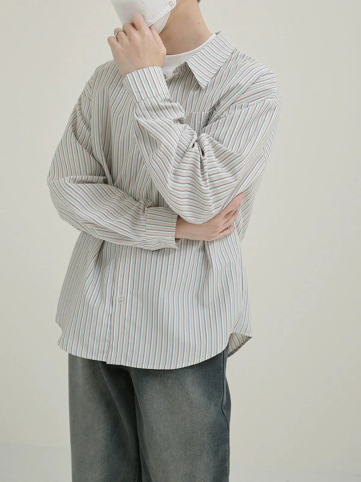 Zhou Front Pocket Striped Shirt-korean-fashion-Shirt-Zhou's Closet-OH Garments