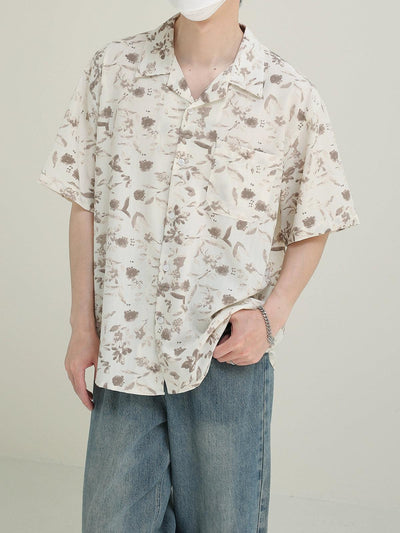 Zhou Frost Textured Floral Short Sleeve Shirt-korean-fashion-Shirt-Zhou's Closet-OH Garments