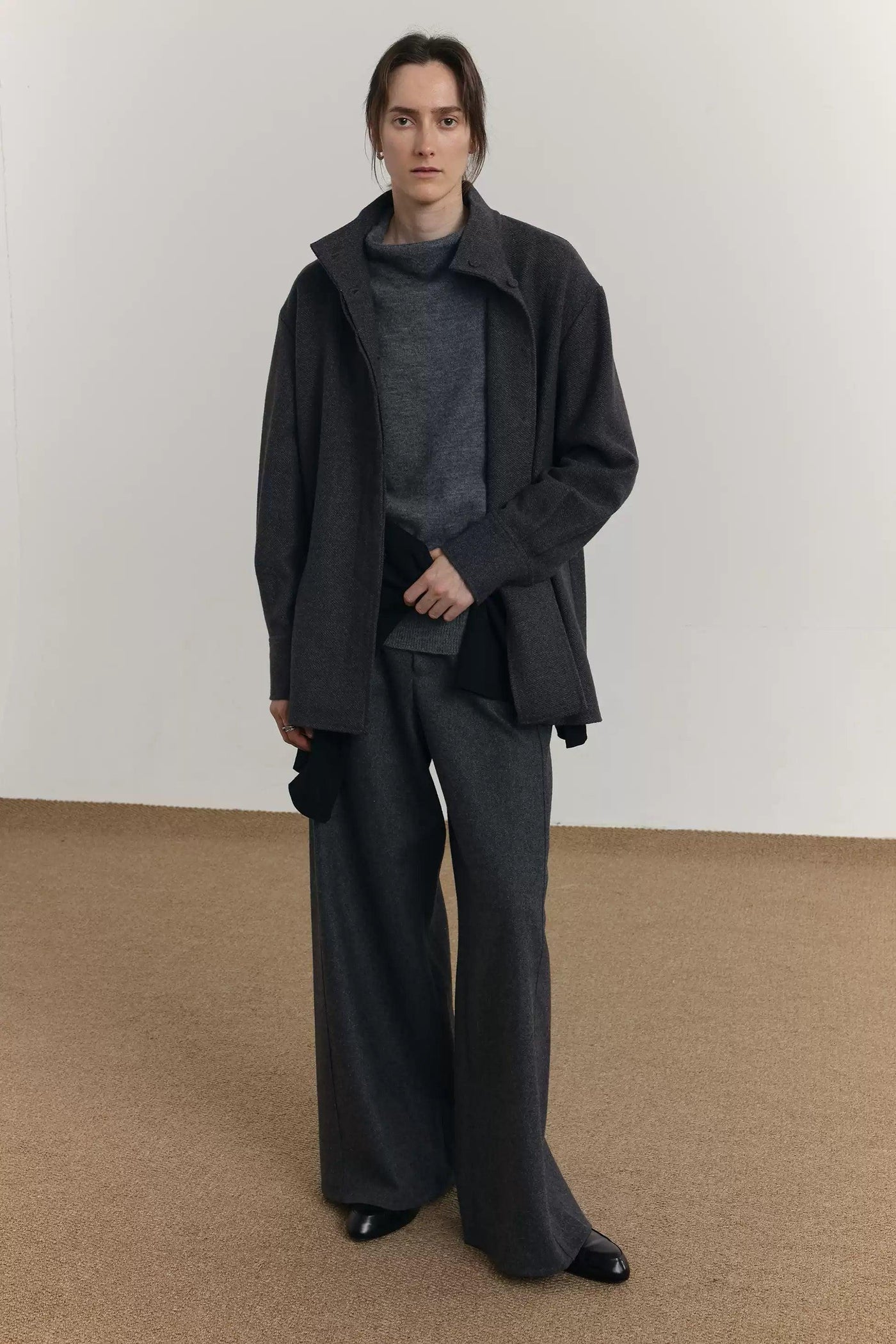 Zhou Funnel Neck Buttoned Twill Jacket-korean-fashion-Jacket-Zhou's Closet-OH Garments