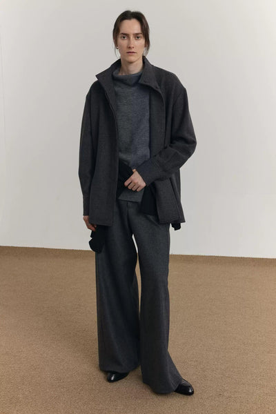 Zhou Funnel Neck Buttoned Twill Jacket-korean-fashion-Jacket-Zhou's Closet-OH Garments