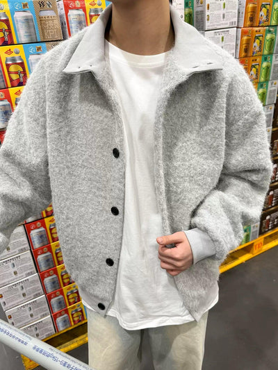 Zhou Fuzzy Textured Buttoned Jacket-korean-fashion-Jacket-Zhou's Closet-OH Garments
