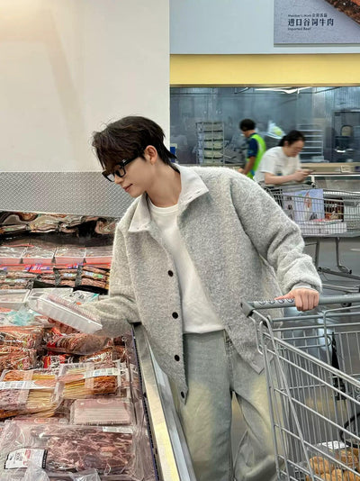 Zhou Fuzzy Textured Buttoned Jacket-korean-fashion-Jacket-Zhou's Closet-OH Garments