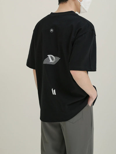 Zhou Geometric Letter T-Shirt-korean-fashion-T-Shirt-Zhou's Closet-OH Garments