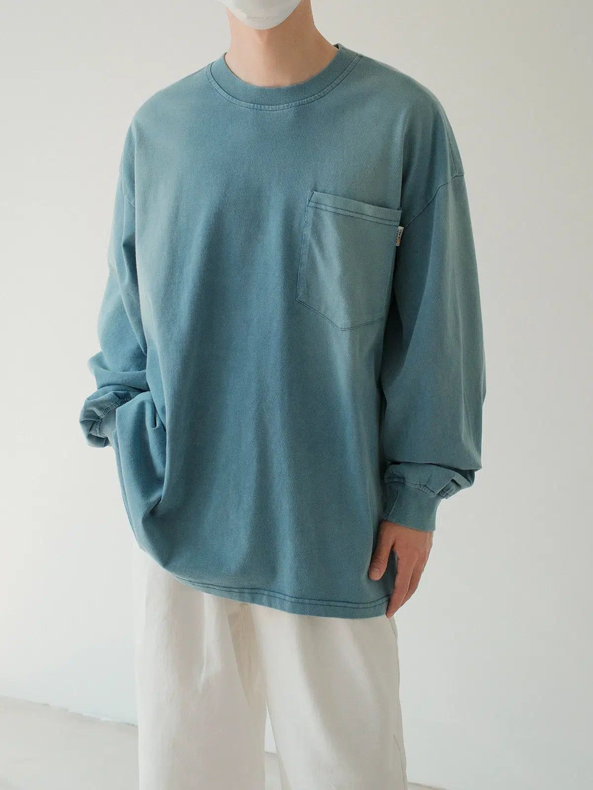 Zhou Gradient Washed Pocket Crewneck-korean-fashion-Crewneck-Zhou's Closet-OH Garments