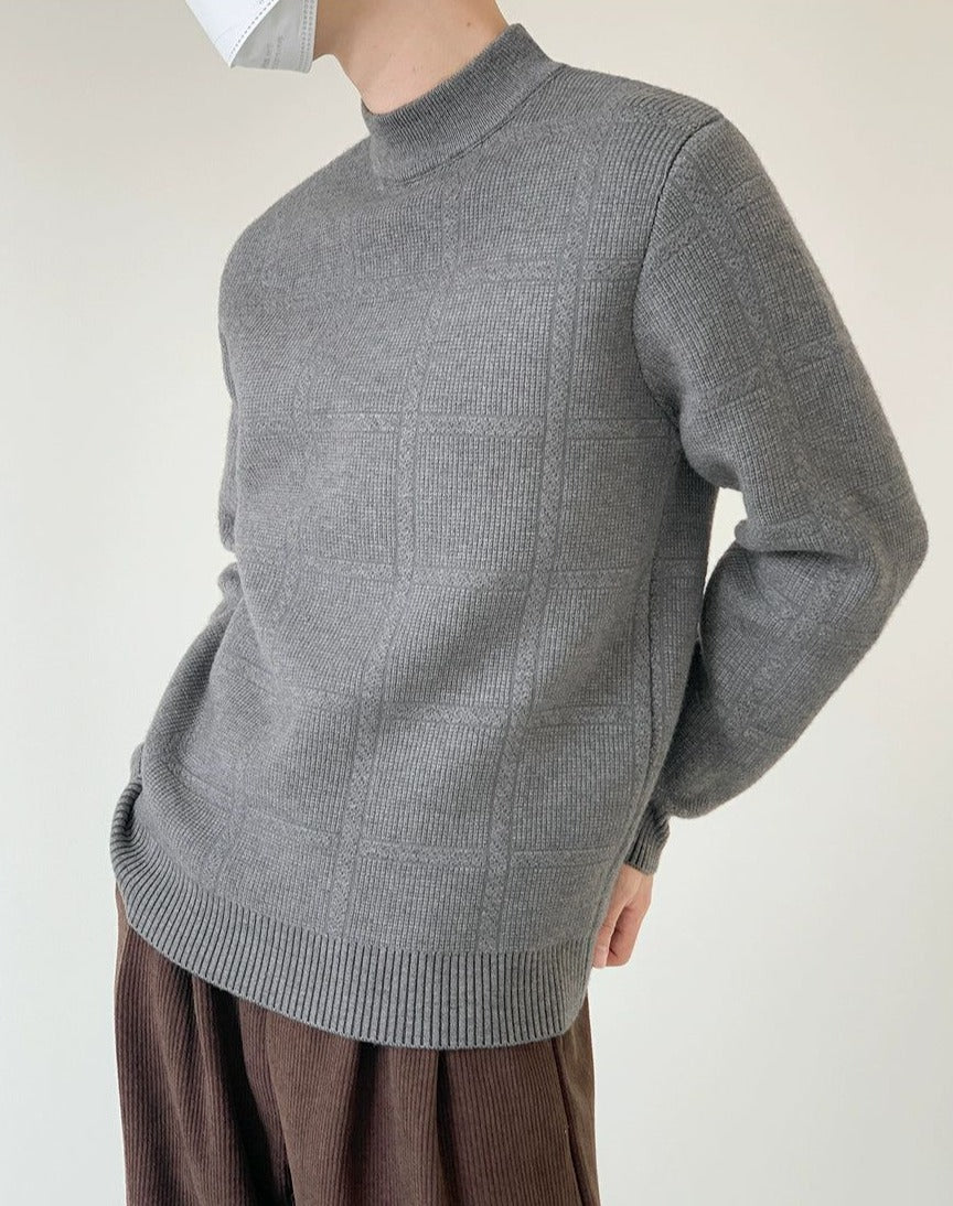 Zhou Grid Style Ribbed Sweater-korean-fashion-Sweater-Zhou's Closet-OH Garments