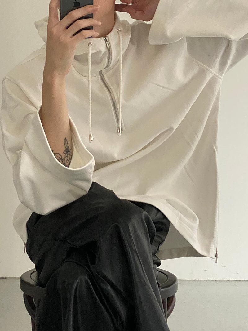 Zhou Half-Zipped Drawstring Hooded Jacket-korean-fashion-Jacket-Zhou's Closet-OH Garments