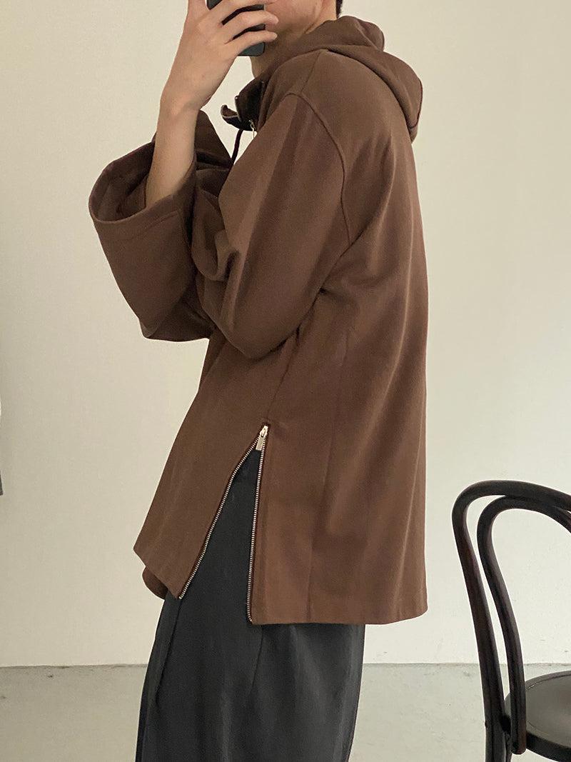 Zhou Half-Zipped Drawstring Hooded Jacket-korean-fashion-Jacket-Zhou's Closet-OH Garments