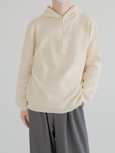 Zhou Half-Zipped Knit Hoodie-korean-fashion-Hoodie-Zhou's Closet-OH Garments