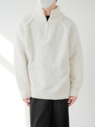 Zhou Half-Zipped Textured Sweater-korean-fashion-Sweater-Zhou's Closet-OH Garments