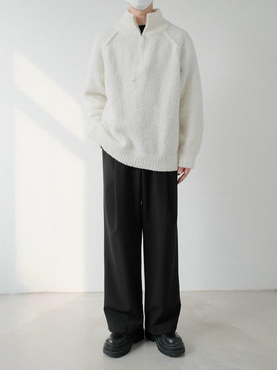 Zhou Half-Zipped Textured Sweater-korean-fashion-Sweater-Zhou's Closet-OH Garments