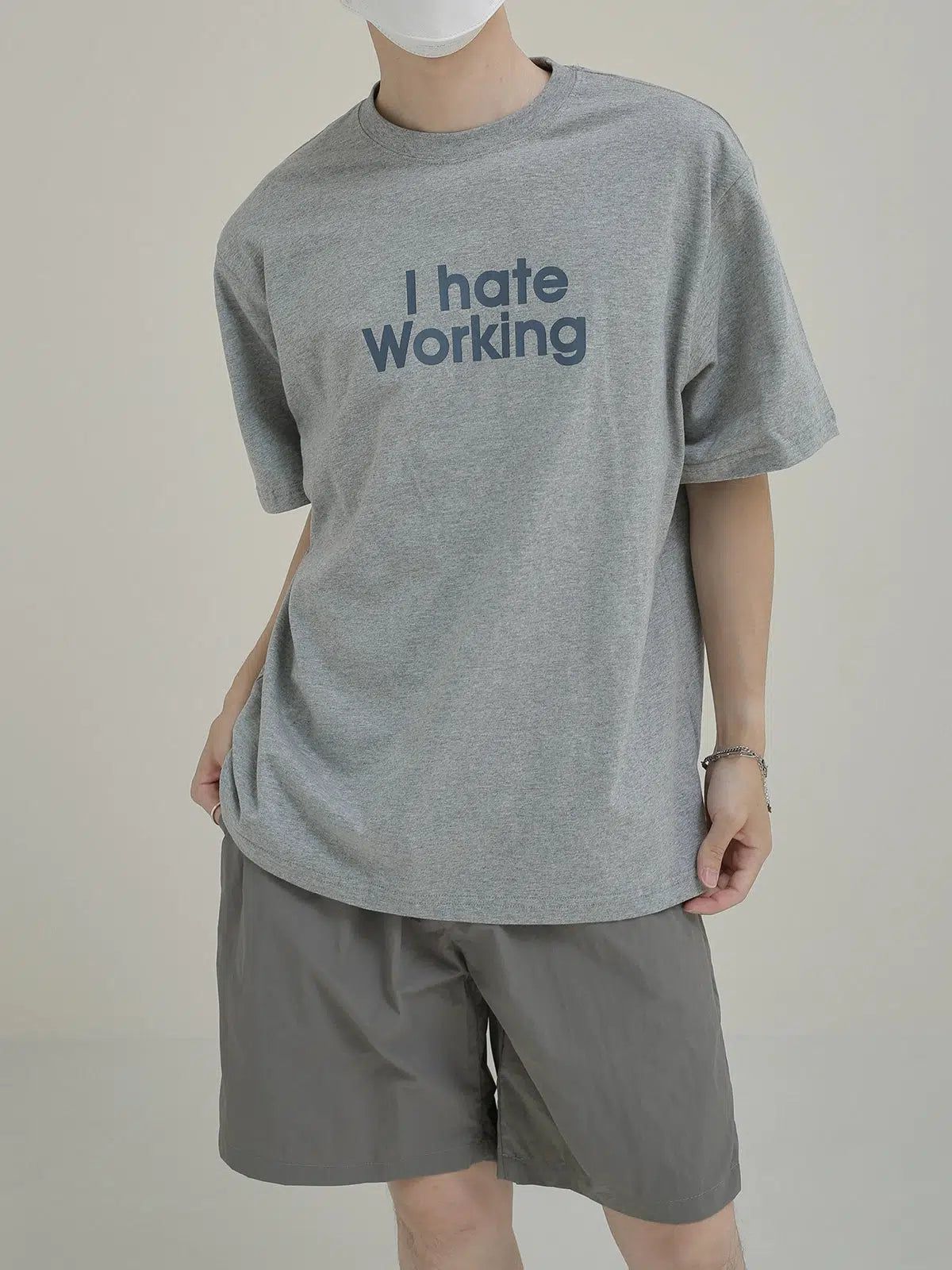 Zhou Hate Working Text T-Shirt-korean-fashion-T-Shirt-Zhou's Closet-OH Garments