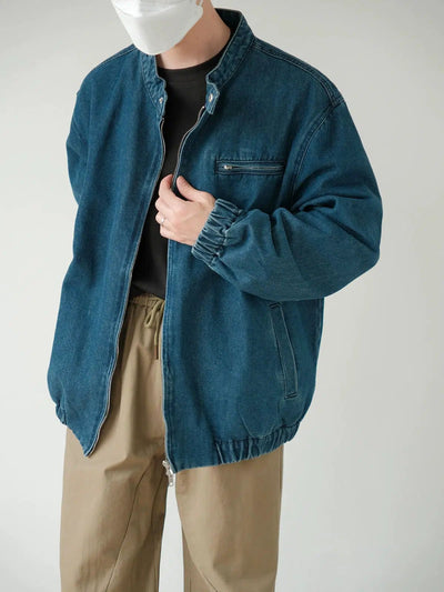 Zhou Heavy Plain Washed Denim Jacket-korean-fashion-Jacket-Zhou's Closet-OH Garments