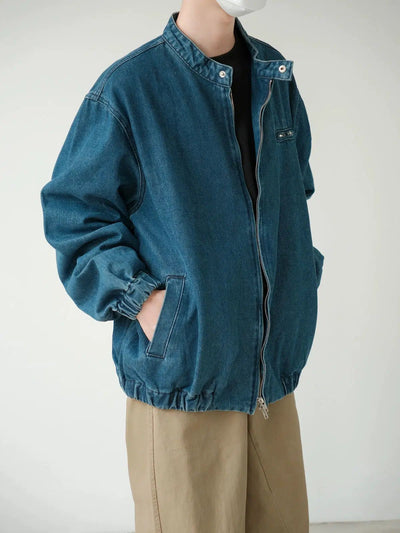 Zhou Heavy Plain Washed Denim Jacket-korean-fashion-Jacket-Zhou's Closet-OH Garments