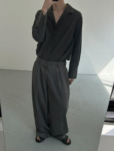 Zhou Hidden Buttons Drapery Shirt-korean-fashion-Shirt-Zhou's Closet-OH Garments