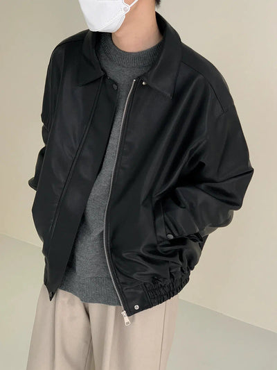 Zhou Hidden Zipped Moto PU Leather Jacket-korean-fashion-Jacket-Zhou's Closet-OH Garments