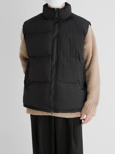 Zhou High Collar Padded Vest-korean-fashion-Vest-Zhou's Closet-OH Garments