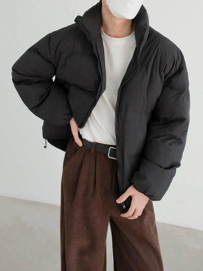 Zhou High Collar Zipped Puffer Jacket-korean-fashion-Jacket-Zhou's Closet-OH Garments