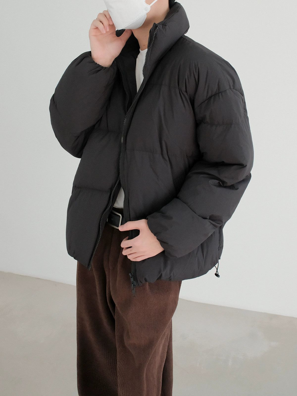 Zhou High Collar Zipped Puffer Jacket-korean-fashion-Jacket-Zhou's Closet-OH Garments