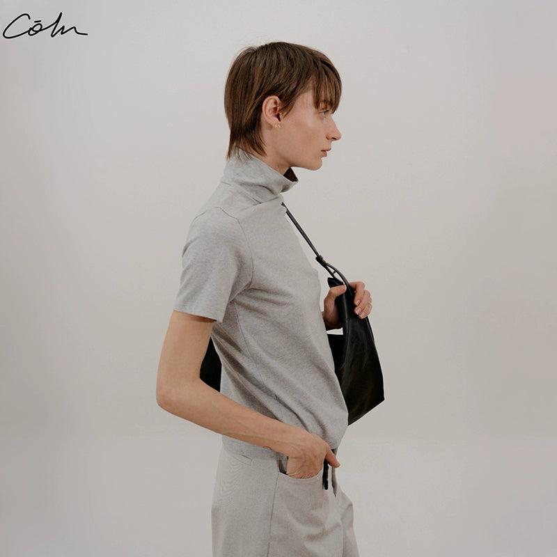 Zhou High Neck Slim Fit T-Shirt-korean-fashion-T-Shirt-Zhou's Closet-OH Garments