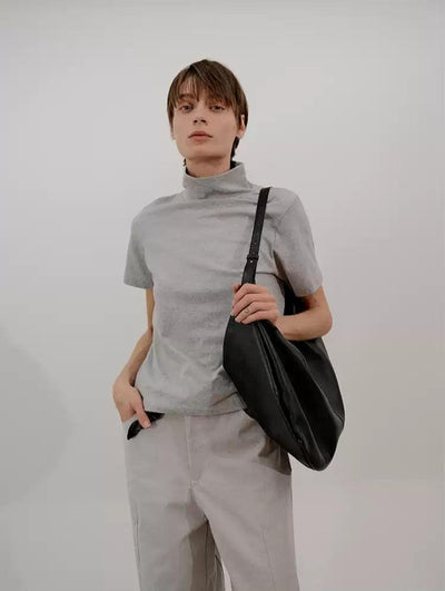 Zhou High Neck Slim Fit T-Shirt-korean-fashion-T-Shirt-Zhou's Closet-OH Garments