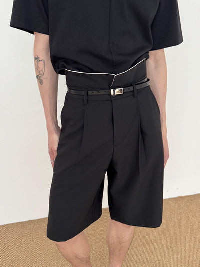 Zhou High Waist Pleated Suit Shorts-korean-fashion-Shorts-Zhou's Closet-OH Garments
