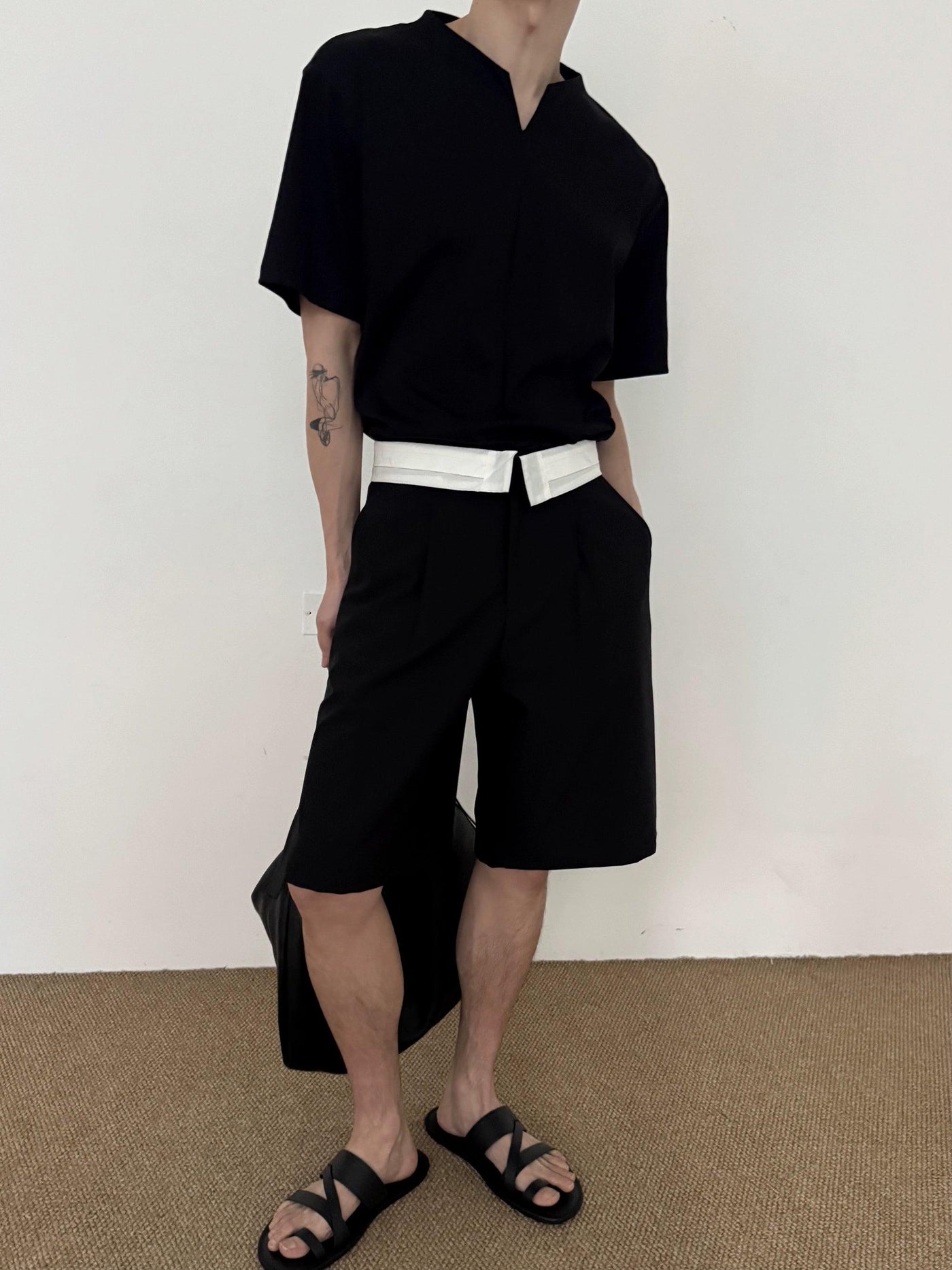 Zhou High Waist Pleated Suit Shorts-korean-fashion-Shorts-Zhou's Closet-OH Garments
