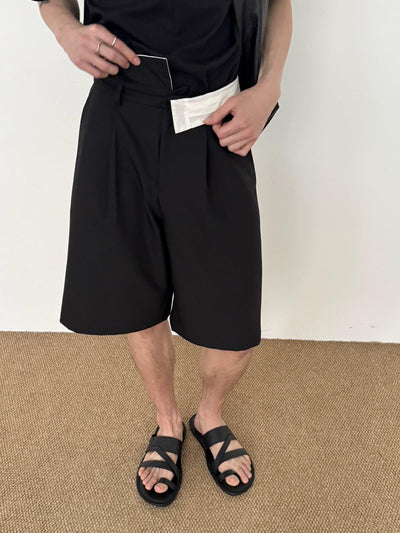 Zhou High Waist Pleated Suit Shorts-korean-fashion-Shorts-Zhou's Closet-OH Garments