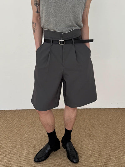 Zhou High Waist Pleated Suit Shorts-korean-fashion-Shorts-Zhou's Closet-OH Garments