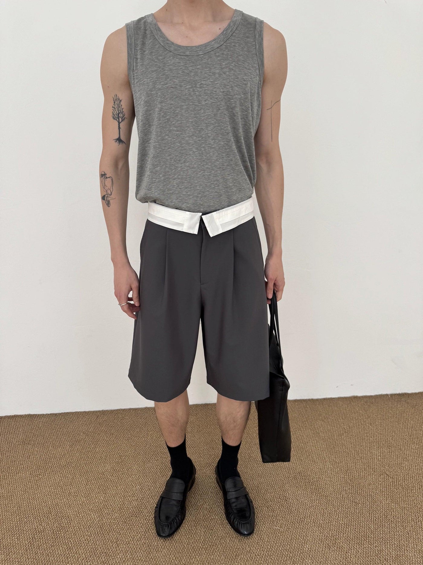 Zhou High Waist Pleated Suit Shorts-korean-fashion-Shorts-Zhou's Closet-OH Garments