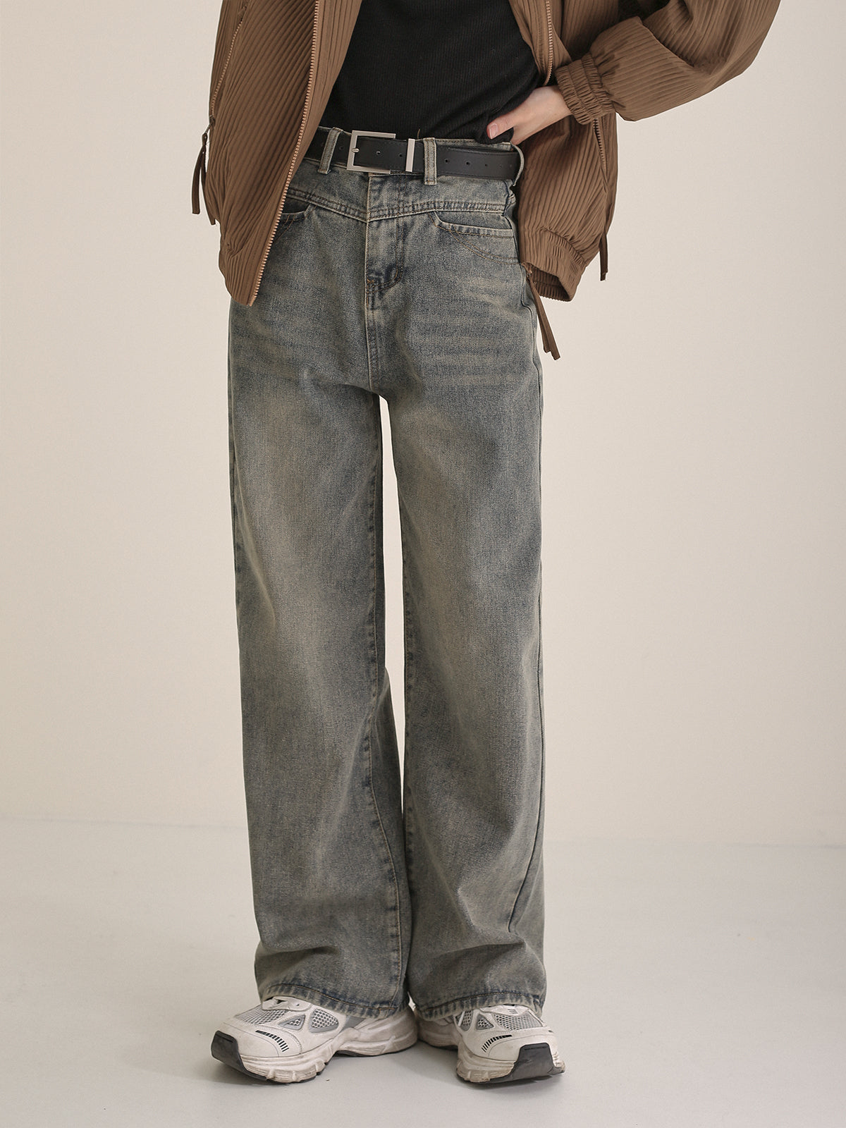 Zhou High Waisted Washed Jeans-korean-fashion-Jeans-Zhou's Closet-OH Garments