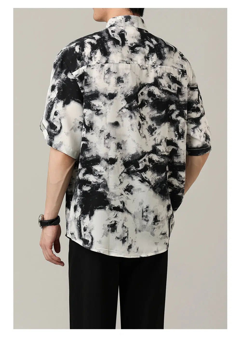 Zhou Ink Splashed Pattern Shirt-korean-fashion-Shirt-Zhou's Closet-OH Garments