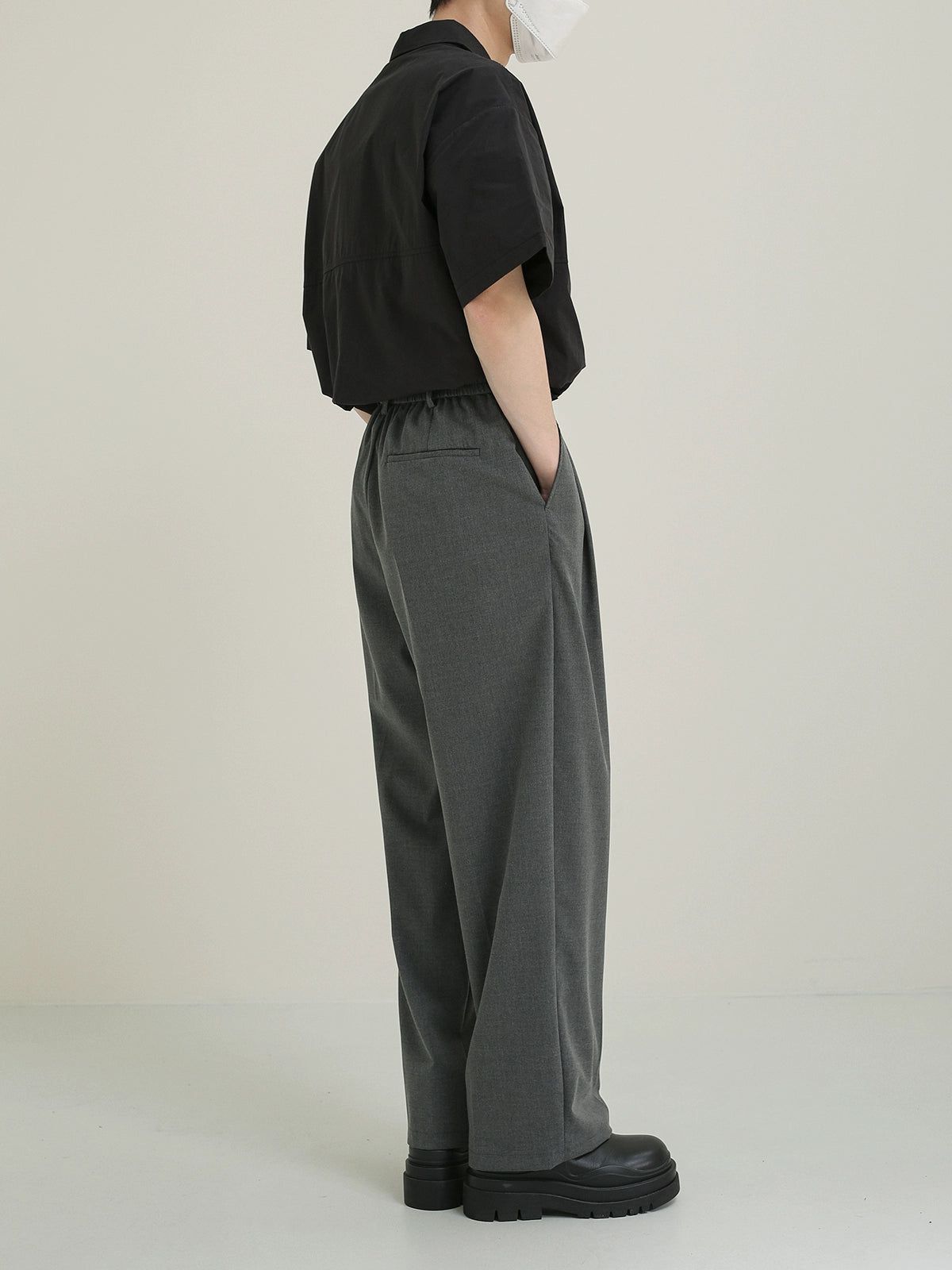Zhou Irregular Pocket Collared Short Sleeve Shirt-korean-fashion-Shirt-Zhou's Closet-OH Garments