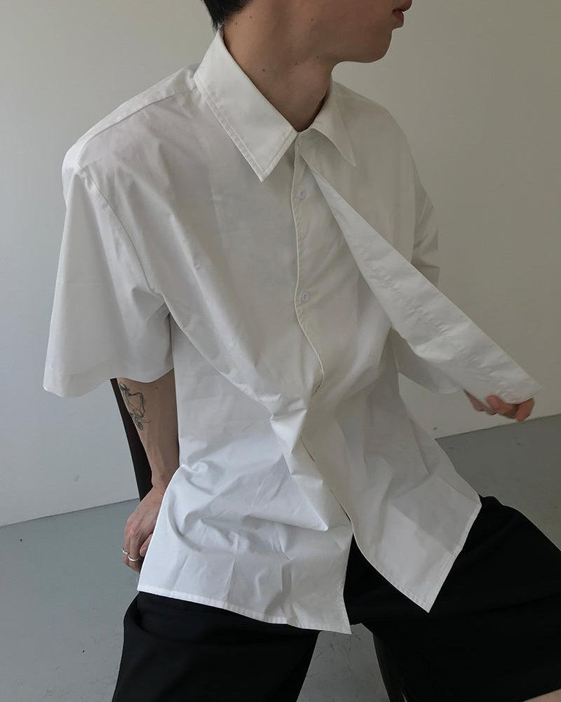 Zhou Irregular Side Layer Buttoned Shirt-korean-fashion-Shirt-Zhou's Closet-OH Garments