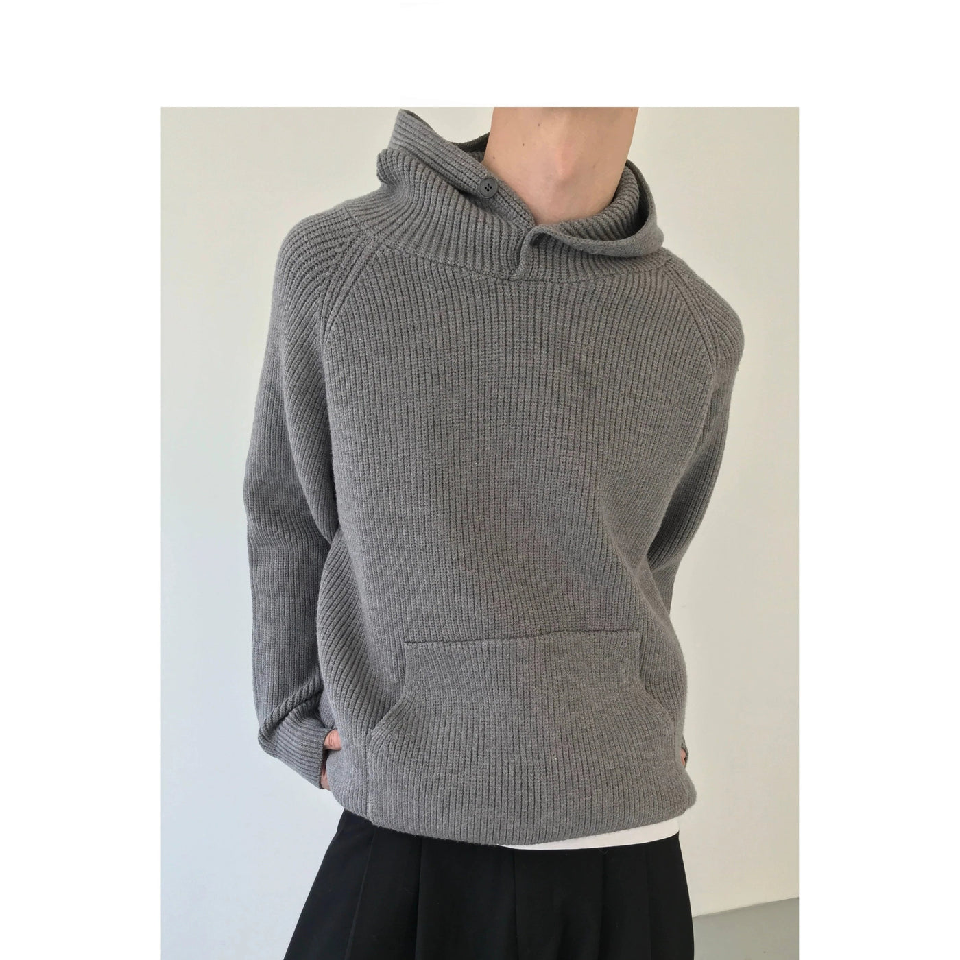 Zhou Kangaroo Pocket Knitted Hoodie-korean-fashion-Hoodie-Zhou's Closet-OH Garments