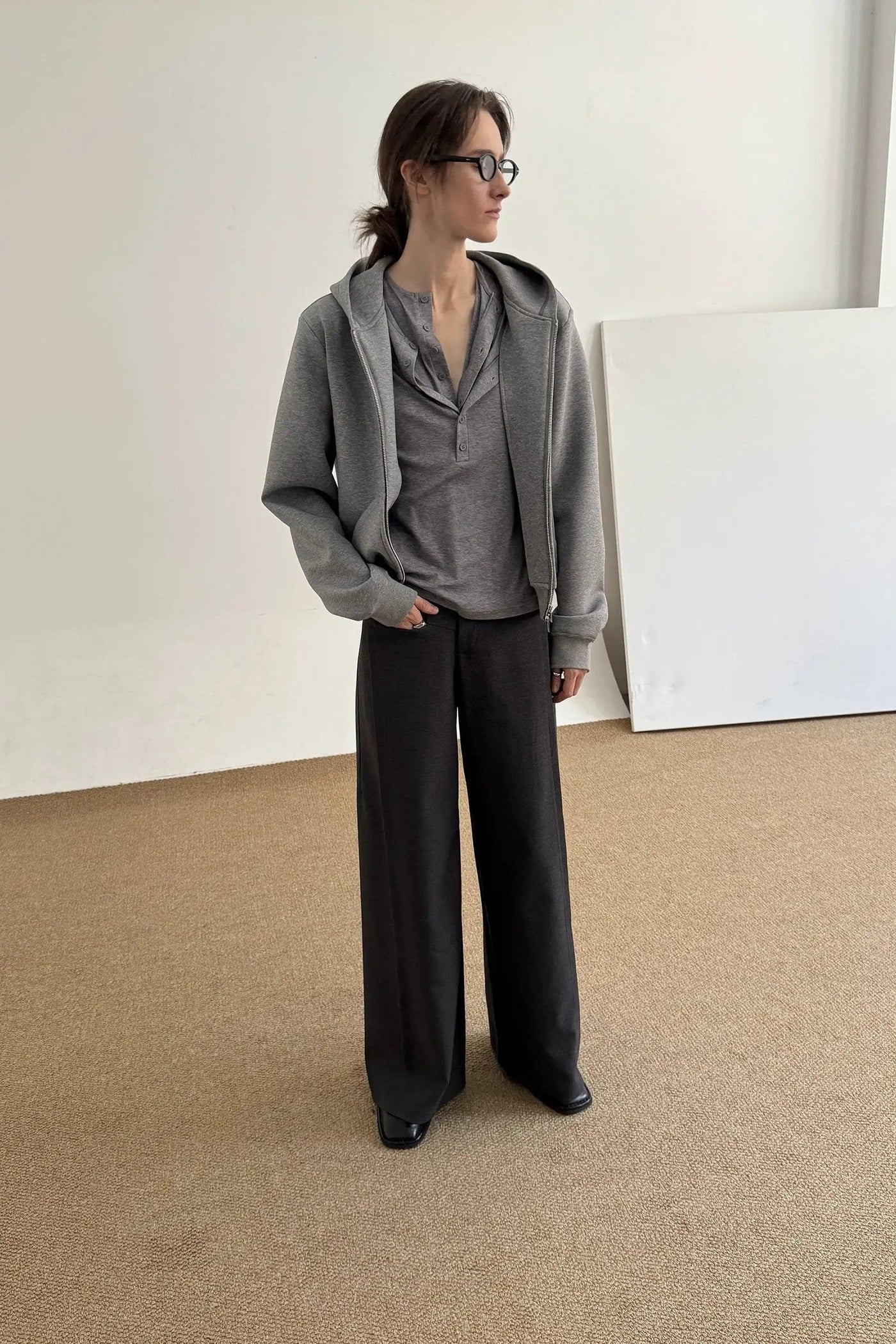 Zhou Kangaroo Pocket Zip-Up Hoodie-korean-fashion-Hoodie-Zhou's Closet-OH Garments