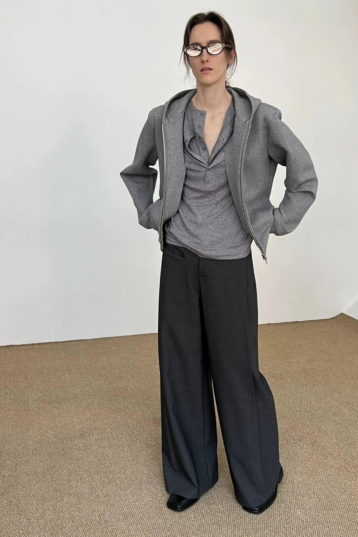 Zhou Kangaroo Pocket Zip-Up Hoodie-korean-fashion-Hoodie-Zhou's Closet-OH Garments