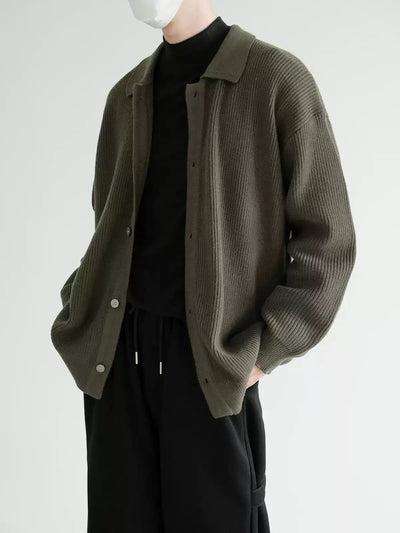 Zhou Knit Lapel Button Knit Jacket-korean-fashion-Jacket-Zhou's Closet-OH Garments