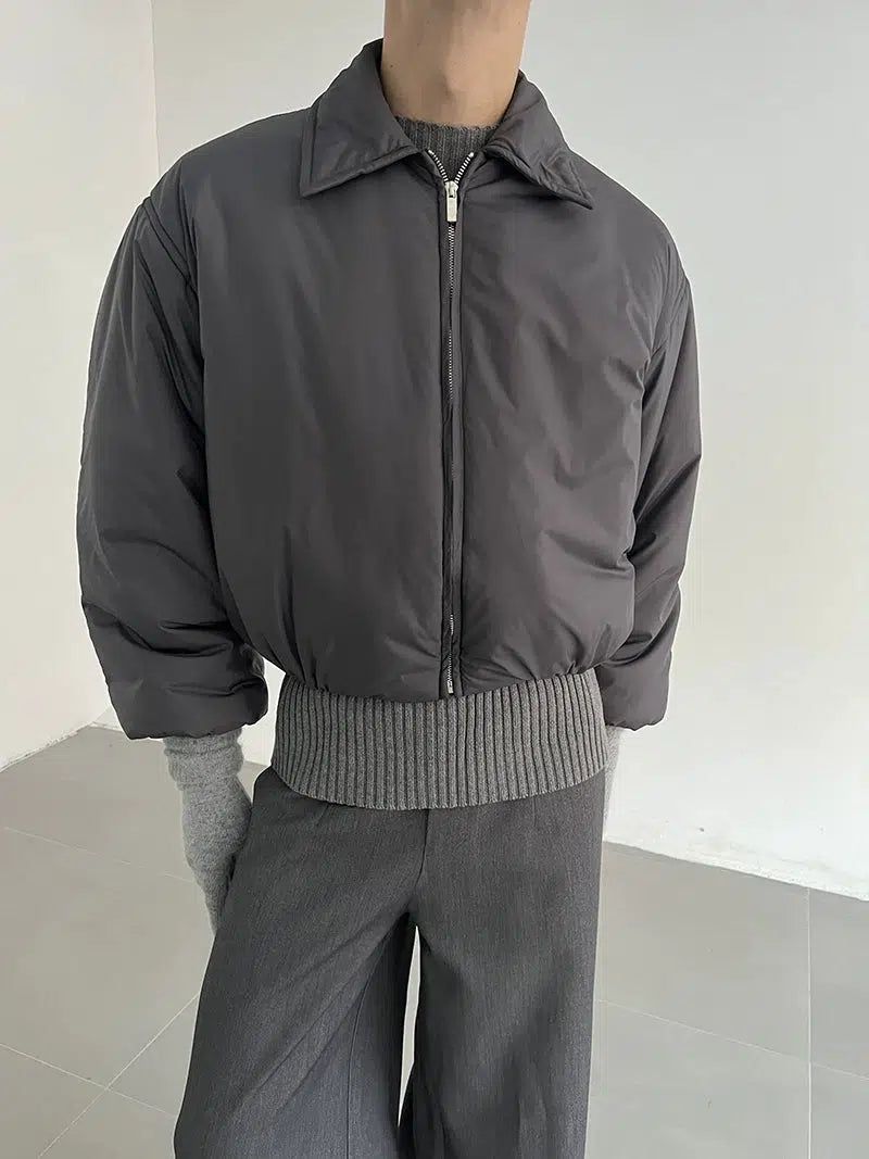 Zhou Lapel Cropped Puffer Jacket-korean-fashion-Jacket-Zhou's Closet-OH Garments