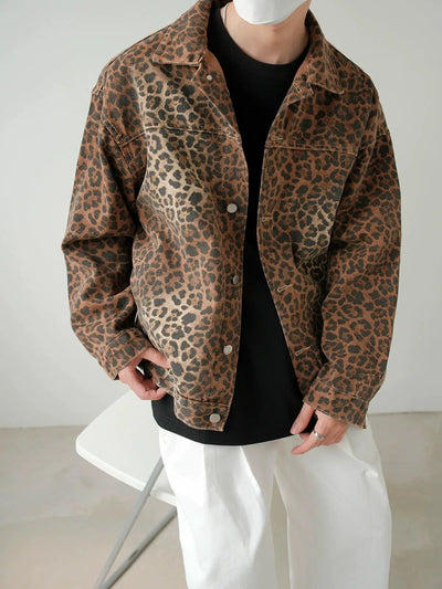 Zhou Leopard Print Denim Jacket-korean-fashion-Jacket-Zhou's Closet-OH Garments