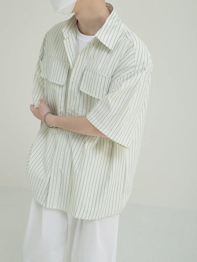 Zhou Light Color Striped Shirt-korean-fashion-Shirt-Zhou's Closet-OH Garments