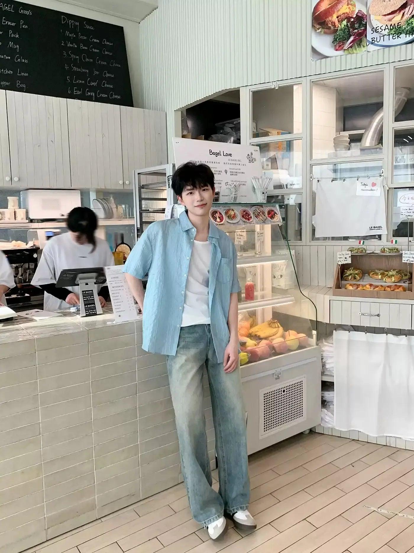 Zhou Light Drape Striped Shirt-korean-fashion-Shirt-Zhou's Closet-OH Garments