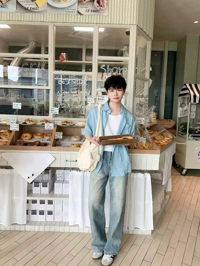 Zhou Light Drape Striped Shirt-korean-fashion-Shirt-Zhou's Closet-OH Garments