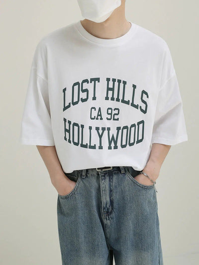 Zhou Lost Hills Text T-Shirt-korean-fashion-T-Shirt-Zhou's Closet-OH Garments