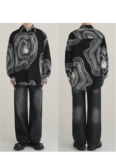 Zhou Marble Abstract Buttoned Shirt-korean-fashion-Shirt-Zhou's Closet-OH Garments