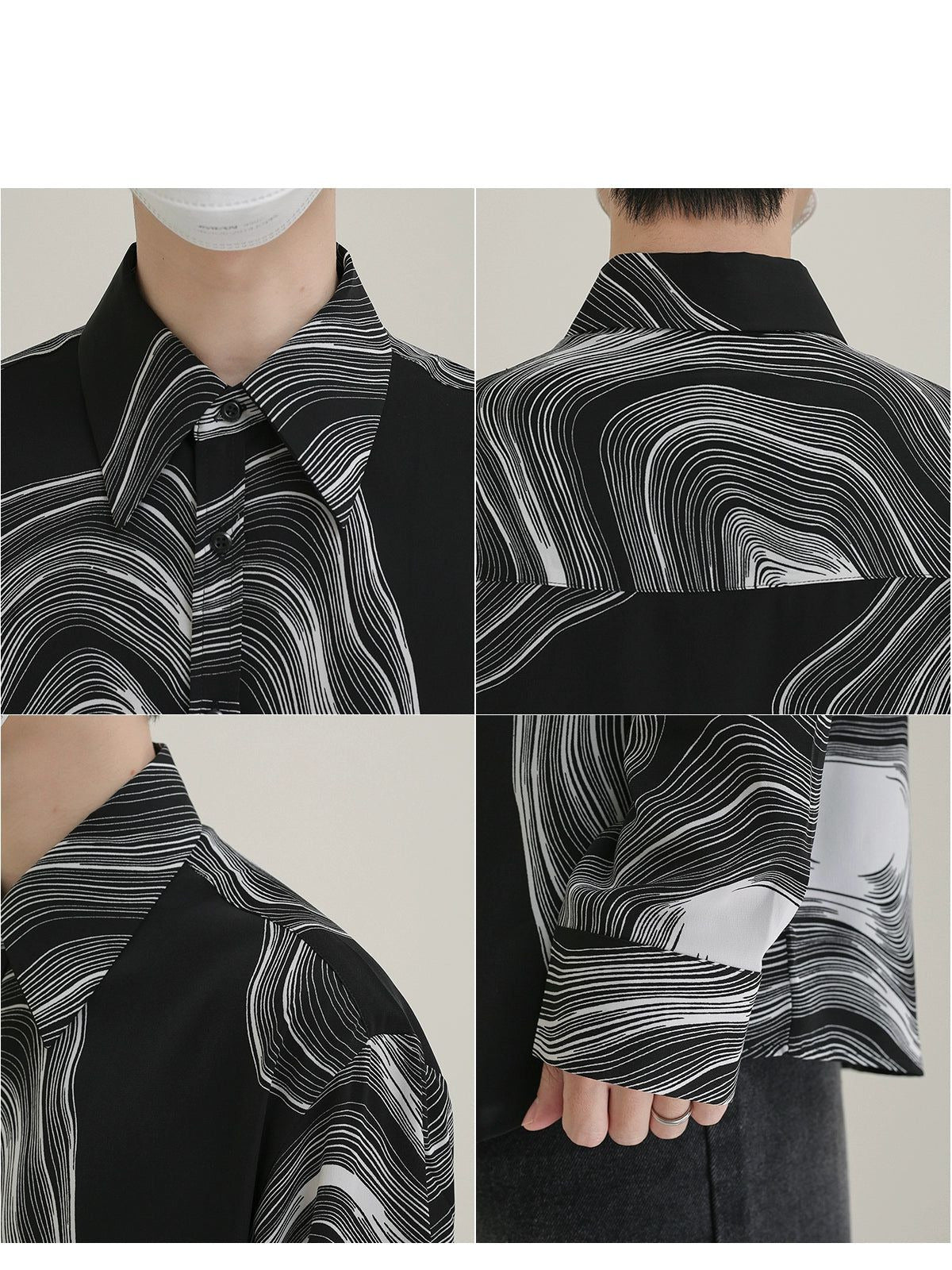 Zhou Marble Abstract Buttoned Shirt-korean-fashion-Shirt-Zhou's Closet-OH Garments
