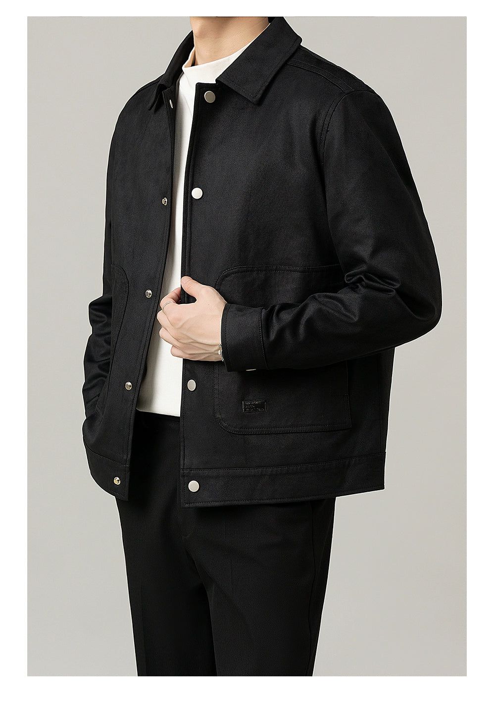 Zhou Metallic Buttons Wide Pocket Jacket-korean-fashion-Jacket-Zhou's Closet-OH Garments